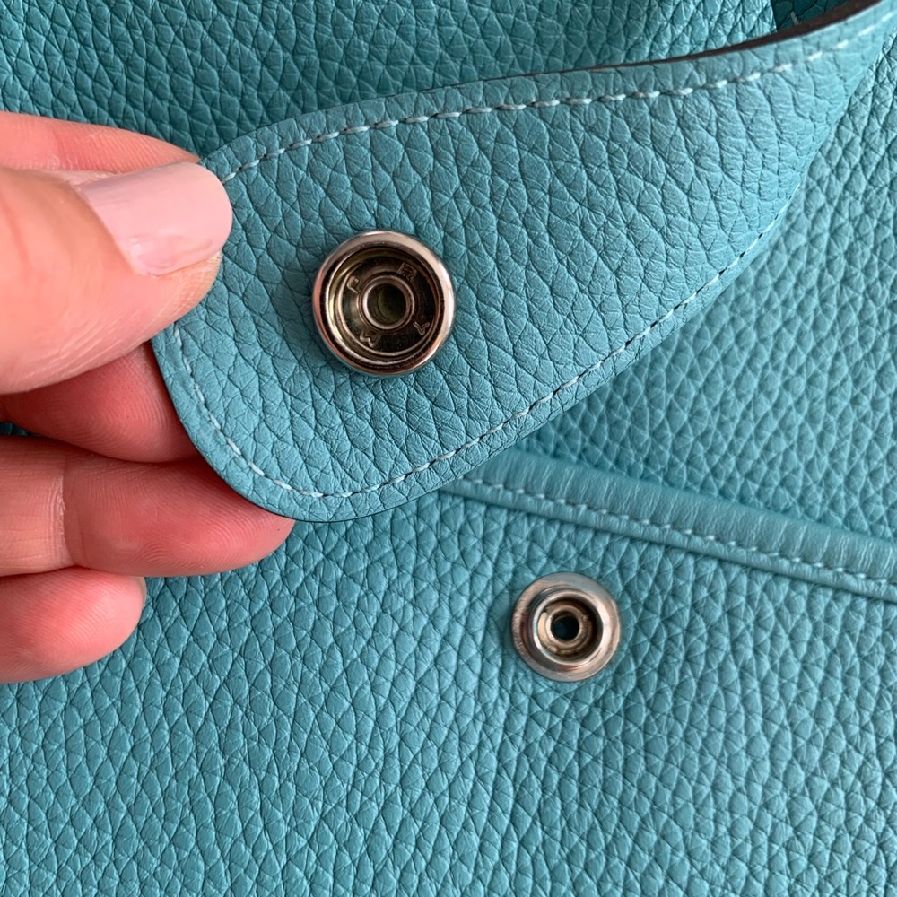 Authentic Hermes Evelyne Blue Atoll BAG Crossbody Strap GM Clemence Leather - Picture 10 of 16